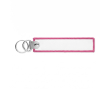 Geborduurde polyester sleutelhanger met dubbele ring, te bedrukken kleur fuchsia