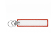 Geborduurde polyester sleutelhanger met dubbele ring, te bedrukken kleur donkerrood