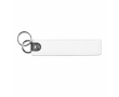 Sleutelhanger in textiel-labelvorm met dubbele ring, bedrukken logo kleur wit