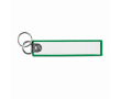 Sleutelhanger in textiel-labelvorm met dubbele ring, bedrukken logo kleur groene fles
