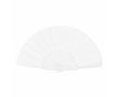 Plastic waaier met polyester doek, personaliseerbaar kleur wit