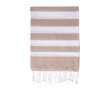 Grote pareo handdoek van gerecycled katoen met witte franjes 145 g/m² kleur beige
