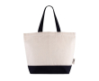 Tas van gerecycled katoen met handgreep en gekleurde bodem 320 g/m² kleur zwart
