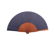 Waaier bedrukken van donker hout en polyesterdoek kleur blauw