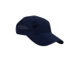 Ademend microvezel pet met logo en gaatjes aan de zijkanten kleur marineblauw