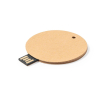 Ronde USB-stick van gerecycled karton met full colour logo kleur naturel