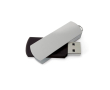 Draaibare aluminium USB-stick met rechthoekige afwerking in kleur kleur zwart