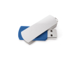 Draaibare aluminium USB-stick met rechthoekige afwerking in kleur kleur blauw