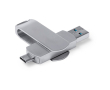 Draaibare metalen USB met type-C aansluiting kleur zilver