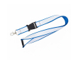 Custom made dubbellaags lanyard met veiligheidsluiting kleur cyaan blauw