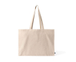 Fairtrade katoenen tas met bodem-vouw en lange hengsels 220 g/m² kleur naturel