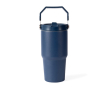 Lekvrije thermosfles van gerecycled roestvrij staal 600 ml kleur marineblauw