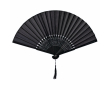 Bamboe en polyester waaier met latjes van 21 cm kleur zwart