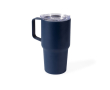 Roestvrijstalen lekvrije thermische beker met handgreep 600 ml kleur marineblauw