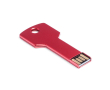 USB van glanzend aluminium in sleutelvorm kleur rood