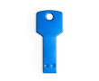 USB van glanzend aluminium in sleutelvorm kleur blauw