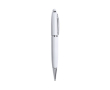 Metalen USB-pen met draaimechanisme en blauwe inkt kleur wit