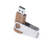 Bamboehouten USB met metalen draaiclip kleur donker bruin