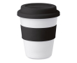 Te bedrukken plastic beker met deksel, 350ml kleur zwart