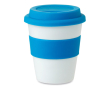 Te bedrukken plastic beker met deksel, 350ml kleur blauw