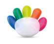 Een hand met 5 fluor kleuren kleur meerkleurig