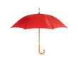 Te bedrukken paraplu van 23” met houten handvat kleur rood