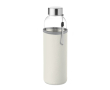 Waterfles met logo en hoesje kleur beige
