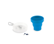 Sleutelhanger met vouwbeker en pillendoosje kleur blauw
