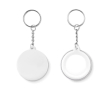 Sleutelhanger met button en opdruk Ø44mm kleur wit