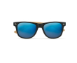 Zonnebril met bamboe poten en logo kleur blauw