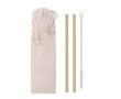 Set van 2 herbruikbare bamboe rietjes kleur beige