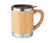 Stijlvolle rvs beker met bamboe buitenkant kleur hout