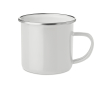 Metalen mok met verchroomde rand en logo kleur wit