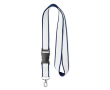 Polyester keycords met kliksluiting en logo kleur blauw