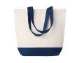 Boodschappentas met gekleurde basis en handvaten kleur blauw