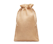 Grote jute tas met koordsluiting kleur beige