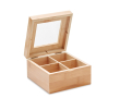 Bamboe theedoos met glazen deksel kleur hout