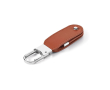 Lederen USB-stick met karabijnhaak kleur bruin