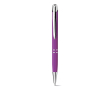 Pen met naam en zachte rubberen afwerking kleur paars