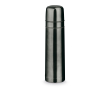 Bedrukte thermosfles met 2 bekers kleur titanium