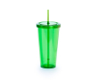 Plastic glas (750ml) met schroefdop en rietje kleur groen