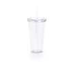 Plastic glas (750ml) met schroefdop en rietje kleur doorzichtig