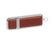 Elegante usb stick van metaal en leer kleur bruin