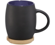 Bedrukte mokken met houten deksel kleur blauw