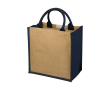 Jute draagtas met geprint logo kleur blauw