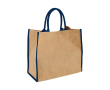 Tote bag van jute kleur blauw
