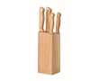 Houten messenblok met 5 messen kleur hout