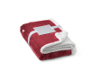 Zachte, satijnen fleece deken met logo kleur bordeaux