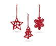 Set aan 3 vilten kerstversieringen met logo kleur rood