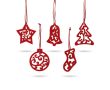 Set van 5 vilten kerstversieringen met logo kleur rood